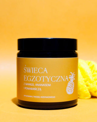 Exótica vela artesanal de colza Mglife con aroma a mango, piña y naranja - 2