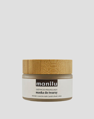Mascarilla facial nutritiva y exfoliante con semillas de aceituna y aceite de macadamia Manilu