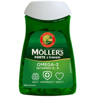 Suplemento dietético con ácidos Omega-3 y vitamina D - E Forte Moller's 112 cápsulas - 1