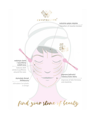 Masajeador de contorno de ojos 3D de cristal de roca y aplicador de crema Crystallove