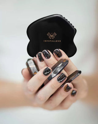 Tabla de masaje facial gua sha de obsidiana piedra del gran poder Crystallove - 2