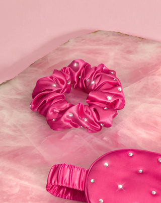 Coletero de seda con cristales – hot pink Crystallove