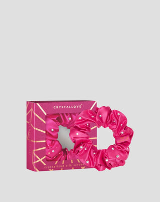 Goma para el cabello de seda con cristales – hot pink Crystallove