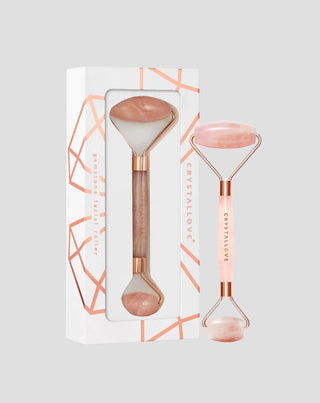 Masajeador facial de cuarzo rosa Rose quartz roller - piedra del amor Crystallove - 1