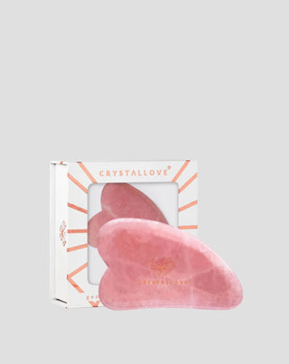 Tabla de masaje facial gua sha de cuarzo rosa - piedra del amor Crystallove