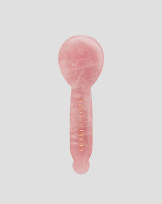 Masajeador gua sha para contorno de ojos de cuarzo rosa – reflexología facial Crystallove - 1