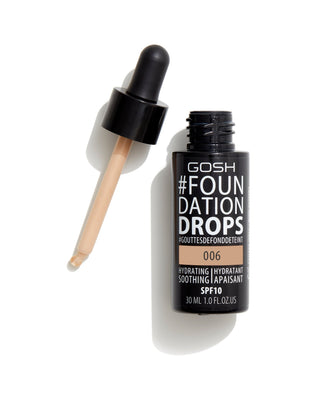 Base de maquillaje hidratante y calmante con vitamina E y spf 10 color 006 gotas de base leonada Gosh - 2