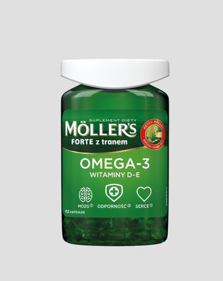 Suplemento dietético con ácidos Omega-3 y vitamina D - E Forte Moller's 112 cápsulas - 1