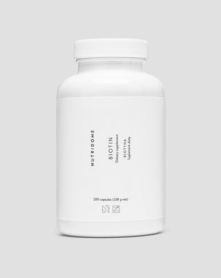 Biotina cápsulas 2500 mcg vitamina H para cabello, piel y uñas Nutridome 180 uds.