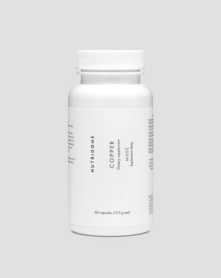 Cobre en cápsulas, suplemento para la inmunidad, pigmentación del cabello y protección antioxidante, Nutridome 60 unidades