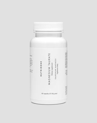 Taurinato de magnesio suave para el estómago para calambres en las piernas, pantorrillas, fatiga y estrés Nutridome 60 cápsulas