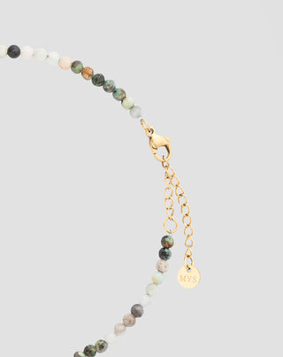 Tobillera de acero inoxidable dorado con turquesa africana y amazonita Mys_3 - 4