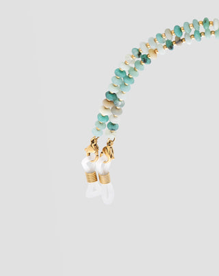 Cadena para gafas chapada en oro con turquesa africana y amazonita Mys_4 - 4