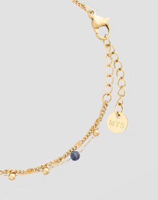 Brazalete de acero inoxidable chapado en oro con lapislázuli Mys_2 - 3