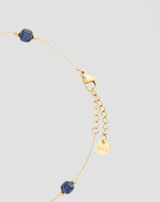 Tobillera de acero inoxidable dorado con lapislázuli Mys_2 - 4