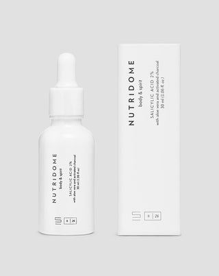Serum facial con ácido salicílico al 2% para imperfecciones y acné con niacina y aloe vera Nutridome