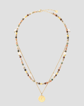 Collar chapado en oro con piedras naturales ágata, maifan, jaspe, jade y aventurina Mys - 1