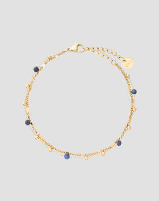 Brazalete de acero inoxidable chapado en oro con lapislázuli Mys_3 - 1