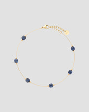 Tobillera de acero inoxidable dorado con lapislázuli Mys_3