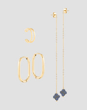 Pendientes chapados en oro con piedras naturales lapislázuli conjunto Mys