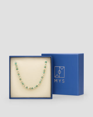 Cadena para gafas chapada en oro con turquesa africana y amazonita Mys - 5