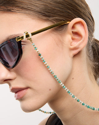 Cadena para gafas chapada en oro con turquesa africana y amazonita Mys_2 - 2