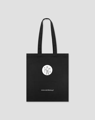 Bolsa de tela de algodón orgánico en color negro con estampado Nutridome_2 - 2